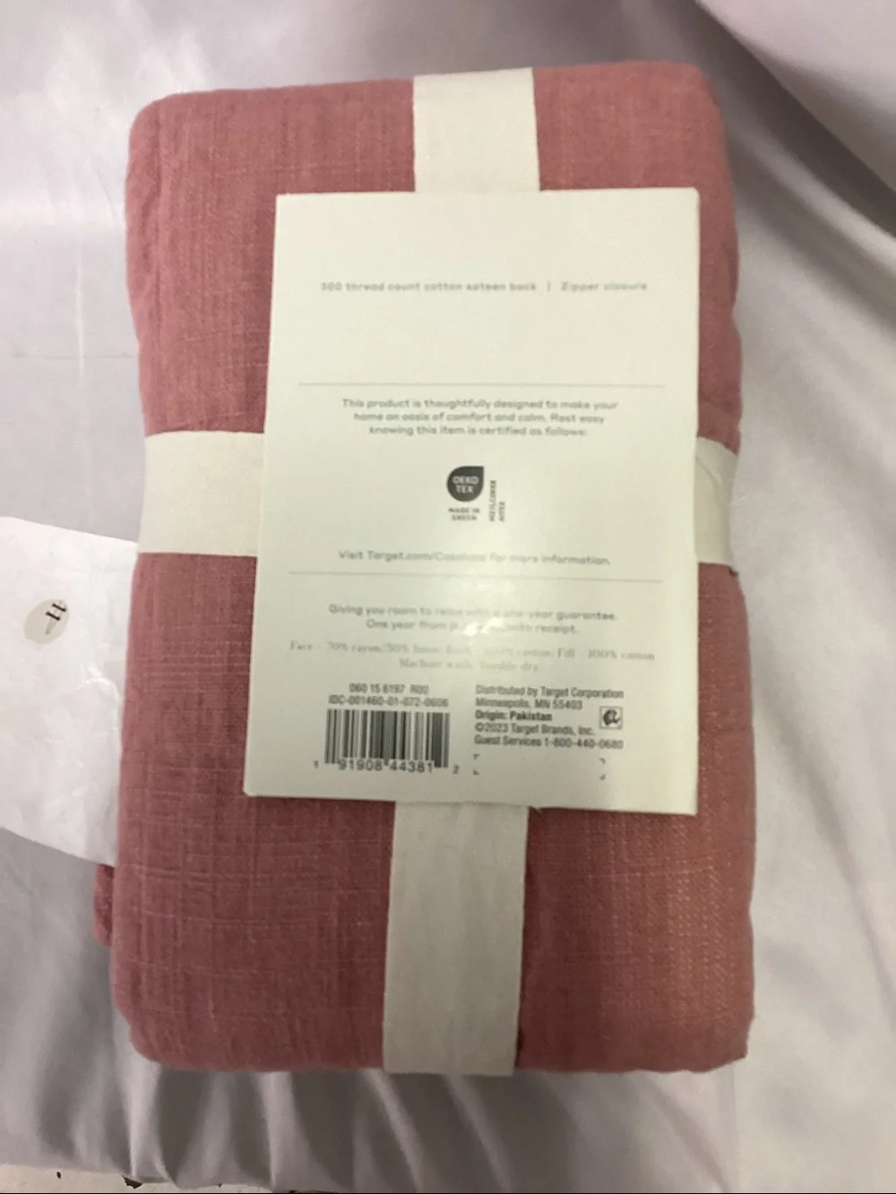 Standard Heavyweight Linen Blend Quilt Pillow Sham  - Rose - Casaluna - new